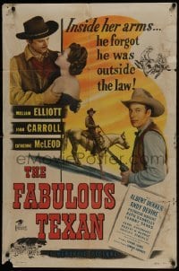 3b259 FABULOUS TEXAN 1sh 1948 Wild Bill Elliott, John Carroll, cool western art!