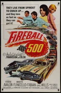 3b275 FIREBALL 500 1sh 1966 race car driver Frankie Avalon & sexy Annette Funicello!
