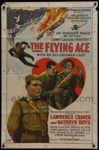 3b284 FLYING ACE 1sh 1926 cool all-black aviation, the greatest airplane thriller ever produced!