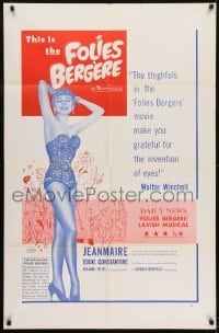 3b285 FOLIES-BERGERE 1sh 1957 Zizi Jeanmarie & Constantine w/sexy French showgirls!