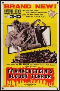 3b295 FRANKENSTEIN'S BLOODY TERROR 3D style 1sh 1971 Paul Naschy, Manzaneque, werewolves & vampires!