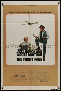 3b304 FRONT PAGE 1sh 1975 Lettick art of Jack Lemmon & Walter Matthau, directed by Billy Wilder!