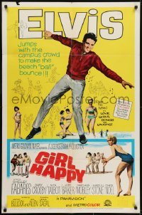 3b323 GIRL HAPPY 1sh 1965 great image of Elvis Presley dancing, Shelley Fabares, rock & roll!