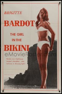 3b324 GIRL IN THE BIKINI 1sh 1958 sexy full-length Brigitte Bardot in skimpy swimsuit!