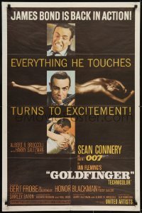 3b003 GOLDFINGER 1sh 1964 three great images of Sean Connery as James Bond 007!