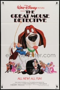 3b335 GREAT MOUSE DETECTIVE 1sh 1986 Walt Disney's crime-fighting Sherlock Holmes rodent cartoon!