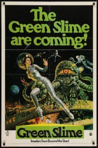 3b340 GREEN SLIME 1sh 1969 classic cheesy sci-fi movie, Livoti art of sexy astronaut & monster!