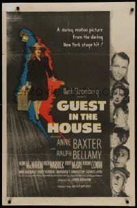 3b343 GUEST IN THE HOUSE 1sh 1944 close-up of mentally ill Anne Baxter + painter Ralph Bellamy!