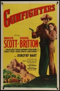 3b347 GUNFIGHTERS 1sh R1953 Randolph Scott & Barbara Britton in Zane Grey's great romance of the West!