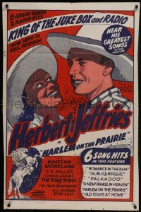 3b356 HARLEM ON THE PRAIRIE 1sh R1948 Herb Jeffries, King of the Juke Box & Radio, Toddy!