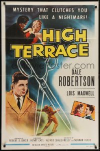 3b366 HIGH TERRACE 1sh 1956 Dale Robertson, mystery that clutches you like a nightmare!