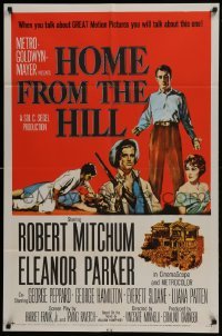 3b373 HOME FROM THE HILL 1sh 1960 art of Robert Mitchum, Eleanor Parker & George Peppard!