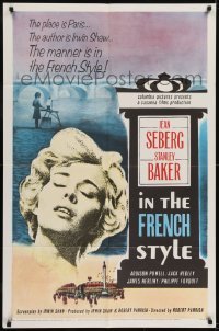 3b397 IN THE FRENCH STYLE 1sh 1963 art of sexy Jean Seberg in Paris, written by Irwin Shaw!