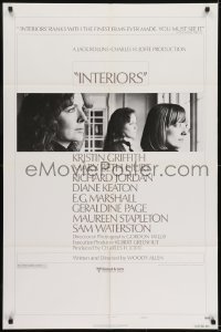 3b403 INTERIORS style B 1sh 1978 Diane Keaton, Mary Beth Hurt, directed by Woody Allen!