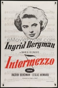 3b405 INTERMEZZO 1sh R1956 beautiful Ingrid Bergman is in love with violinist Leslie Howard!