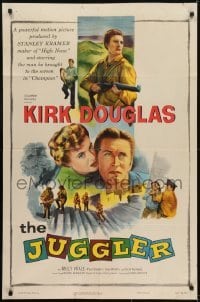 3b432 JUGGLER 1sh 1953 Jewish concentration camp survivor Kirk Douglas is on the run from his past!