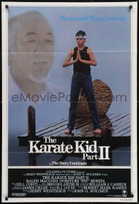 3b434 KARATE KID PART II teaser 1sh 1986 Pat Morita as Mr. Miyagi, Ralph Macchio as Daniel-san!