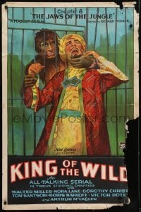3b444 KING OF THE WILD chapter 8 1sh 1931 stone litho of half-man half-ape in jungle, serial!