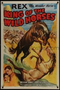 3b445 KING OF THE WILD HORSES 1sh R1950 Rex the Wonder Horse is a hate-maddened animal!