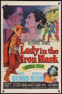3b456 LADY IN THE IRON MASK 1sh 1952 Louis Hayward, Patricia Medina, Three Musketeers!