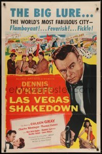 3b460 LAS VEGAS SHAKEDOWN 1sh 1955 gambling Dennis O'Keefe in the world's most fabulous city!