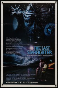 3b467 LAST STARFIGHTER advance 1sh 1984 Catherine Mary Stewart & Lance Guest as video game pilot!