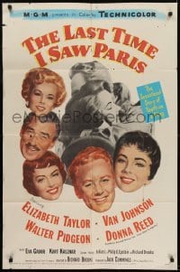 3b468 LAST TIME I SAW PARIS 1sh 1954 Elizabeth Taylor, Van Johnson, Walter Pidgeon, Donna Reed!