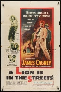 3b483 LION IS IN THE STREETS 1sh 1953 the gutter was James Cagney's throne, sexy Anne Francis!