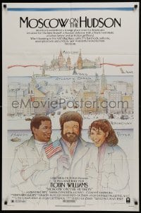 3b565 MOSCOW ON THE HUDSON 1sh 1984 great artwork of Russian Robin Williams by Craig!