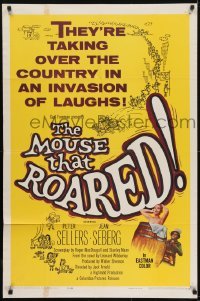 3b570 MOUSE THAT ROARED 1sh 1959 Sellers & Seberg take over the country w/an invasion of laughs!