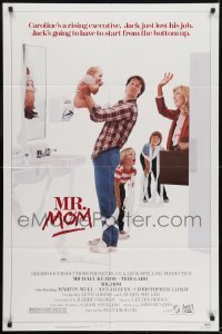 3b574 MR. MOM 1sh 1983 wacky image of stay-at-home father Michael Keaton with his kids!