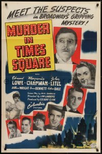 3b578 MURDER IN TIMES SQUARE 1sh 1943 Edmund Lowe, Marguerite Chapman, Broadway's gripping mystery!
