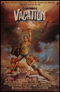3b586 NATIONAL LAMPOON'S VACATION 1sh 1983 art of Chevy Chase, Brinkley & D'Angelo by Vallejo!