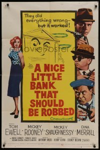 3b598 NICE LITTLE BANK THAT SHOULD BE ROBBED 1sh 1958 thieves Tom Ewell, Rooney & Shaughnessy!