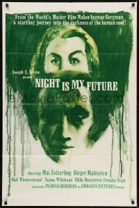 3b600 NIGHT IS MY FUTURE 1sh 1962 Ingmar Bergman's Musik I morker, Swedish, cool artwork!
