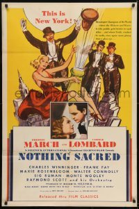 3b610 NOTHING SACRED 1sh R1944 great art of sexy Carole Lombard & champagne bottle!