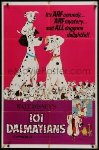 3b622 ONE HUNDRED & ONE DALMATIANS 1sh R1969 most classic Walt Disney canine family cartoon!