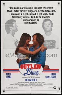 3b632 OUTLAW BLUES 1sh 1977 great mugshots of crook Peter Fonda & holding sexy Susan Saint James!