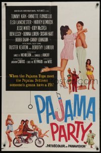 3b637 PAJAMA PARTY 1sh 1964 Annette Funicello in sexy lingerie, Tommy Kirk, Buster Keaton!