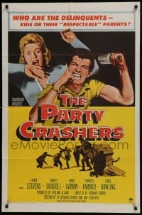 3b641 PARTY CRASHERS 1sh 1958 Frances Farmer, who are the delinquents, kids or their parents?