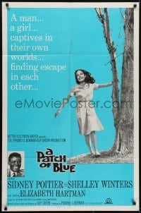3b643 PATCH OF BLUE 1sh 1966 Sidney Poitier & Elizabeth Hartman are each captive in their own world!
