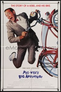 3b648 PEE-WEE'S BIG ADVENTURE 1sh 1985 Tim Burton, best image of Paul Reubens & his beloved bike!