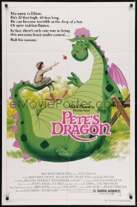 3b655 PETE'S DRAGON 1sh R1984 Walt Disney, colorful art of cast headshots & dragon by Paul Wenzel!