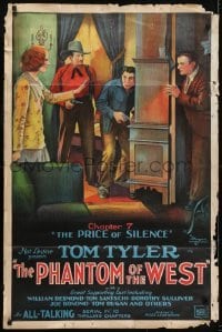 3b659 PHANTOM OF THE WEST chapter 7 1sh 1931 Tom Tyler all-talking serial, cool stone litho!
