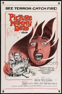 3b661 PICTURE MOMMY DEAD 1sh 1966 see terror catch fire through a child's eyes, cool art!