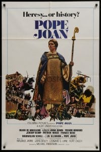 3b674 POPE JOAN int'l 1sh 1972 Olivia De Havilland, Lesley-Anne Down, Trevor Howard