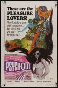 3b690 PSYCH-OUT 1sh 1968 AIP, psychedelic drugs, sexy pleasure lover Susan Strasberg, Dick Clark!