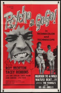 3b688 PSYCHO A GO-GO 1sh 1966 Al Adamson's most terrifying psycho of all & those wild go-go girls!