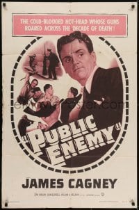 3b691 PUBLIC ENEMY 1sh R1954 William Wellman directed classic, James Cagney & Jean Harlow!