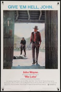 3b716 RIO LOBO 1sh 1971 Howard Hawks, Give 'em Hell, John Wayne, great cowboy image!